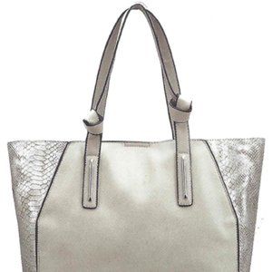 Lola Handbags - 2 Tone Snake Print Tote - Taupe